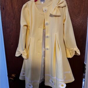 Blueberi Boulevard Yellow Jacket and Dress with Floral Accents